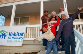 Happy family with house leads